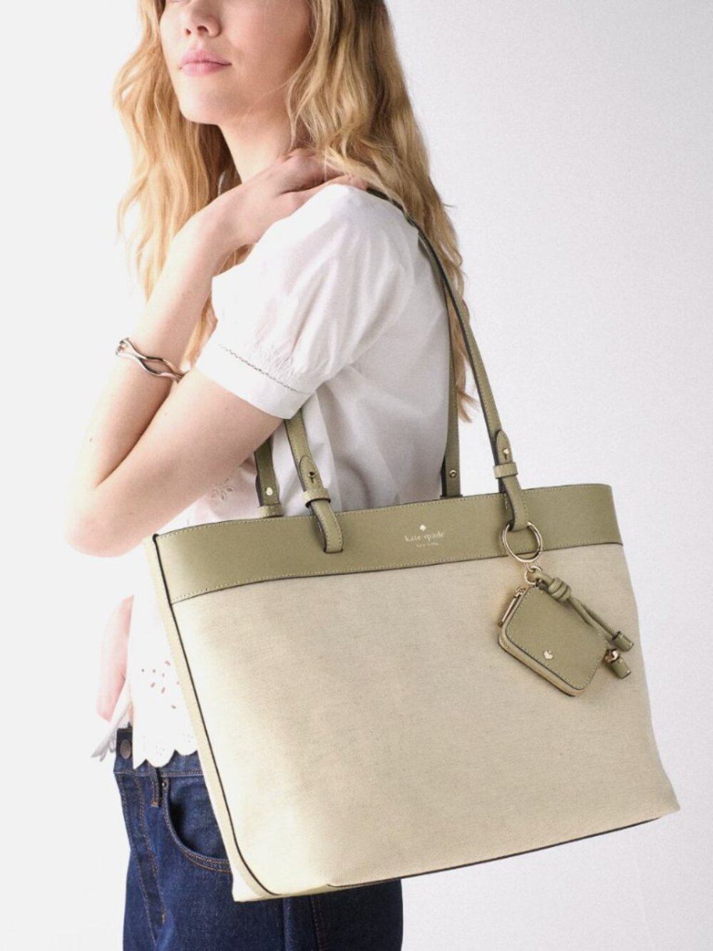 New Kate Spade Tessa Tote Bag With Charm Elm Multi